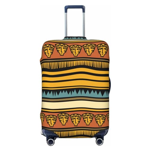 tribal Native ethnic mask Striped Abstract Elastic Travel Luggage Cover Travel Suitcase Cover for Trunk Case 19''-32'' Luggage Protective Cover