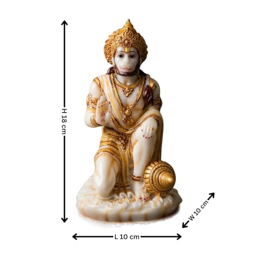 Image of Blessing Hanuman Idol - Multicolor Sitting Bajrangbali Murti with Gada for Home Temple Decor | Lord Hanuman Ji Statue for Strength, Protection & Devotion | Puja Showpiece Gift (07 cm Hanumanji)