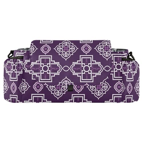 Ancient Lavender Checkered stroller organizer with strap caddy with cup holder mobile phone carrito para carrito para
