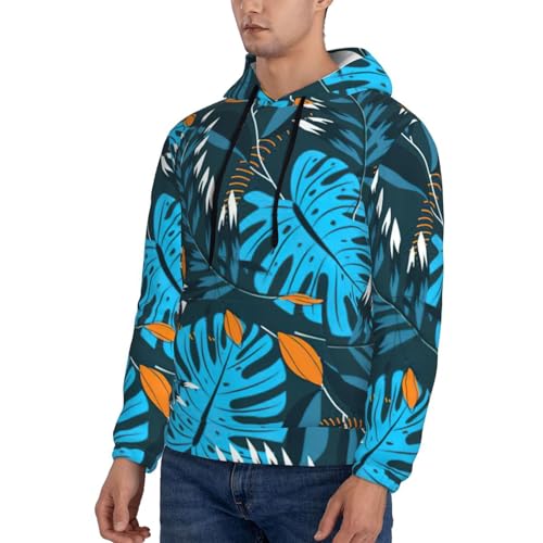 Summer Tropical Leaves Men'S Casual Sweatshirt Hoodie, Long Sleeve Hooded Pullover With Pocket And Drawstring3