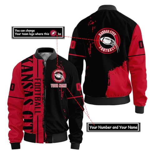 Men Personalized City Pride Name Number Logo Varsity Coat Custom Football Fan Gears Lightweight Windbreaker Jacket3