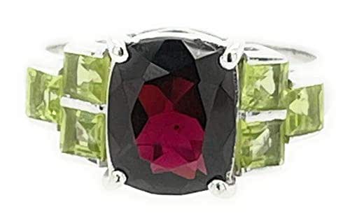 1.4 Carat Natural Oval Garnet Sterling Silver Solitaire Ring - Size 10, 925 Silver, Women's Gemstone Ring
