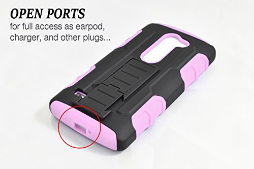 Lg Sunset Case, Starshop Full Protection Dual Layers Hybird Case With Kickstand And Locking Belt Swivel Clip With Premium Screen Protector Pink #TOP6