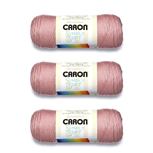 Image of Caron Simply Soft Victorian Rose Yarn - 3 Pack of 170g /6oz - Acrylic - 4 Medium (Worsted) - 315 Yards - Knitting /Crochet