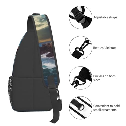 Bolso Sling Unisex Negro para Senderismo y Viaje miniatura 4