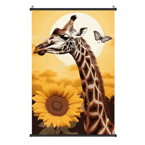 Impression sur toile girafe et tournesol pour tableau déco bureau et studio