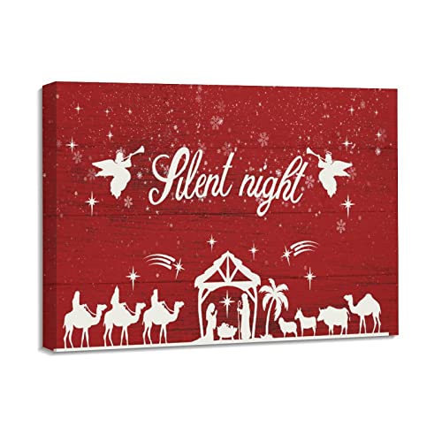 Toile encadrée Silent Night haut de gamme, décoration murale artistique et crèche de Noël