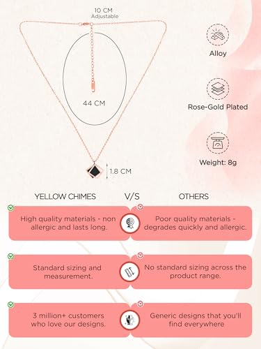 Image of Yellow Chimes Chain Pendant for Women Western Style Gold-Plated Stainless Steel Square Chain Pendant Necklace For Women and Girls.