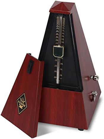 Qulable Mechanical Metronome for Piano Guitar Drum Violin Saxophone Musician Track Beat and Tempo, Loud Sound, Steel Movement wind up spring 40-208 beats/min instrument accessory music equipment(Red)