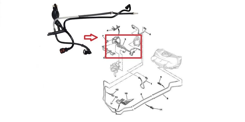 Tubo De Línea De Combustible Y Bomba De Cebado Para Ford Fiesta Fusion 1.4 TDCI (2001-2012), Ref. 1574.S8