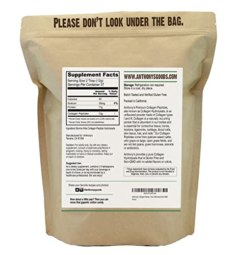 Anthony'S SG-G962-BDY5 Collagen Peptide Powder, 1 Lb, Pure Hydrolyzed, Gluten Free thumb #2