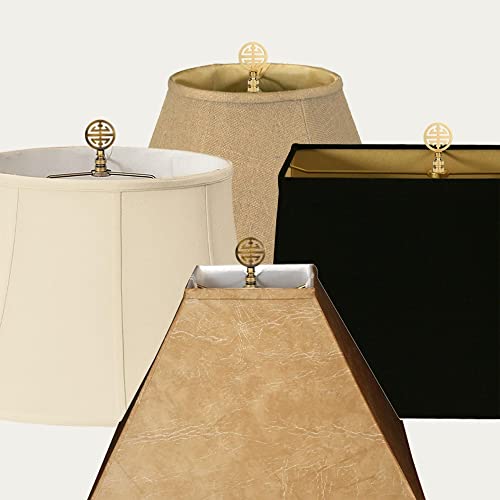 Image of Royal Designs, Inc. Oriental Happiness Symbol Finial for Lamp Shade, Polished Brass - Pack of 1