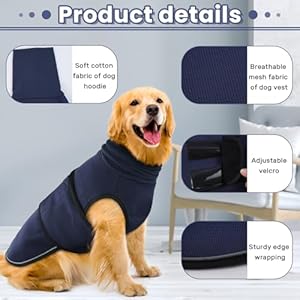 IDOMIK Dog Anxiety Calming Hoodie,Breathable Dog Anxiety Jacket Vest Coat for Thunderstorms, Fireworks, Vet Visits, Separation,Adjustable Dog Hoodies for Noise Block & Ear Protection Recovery,Blue,M