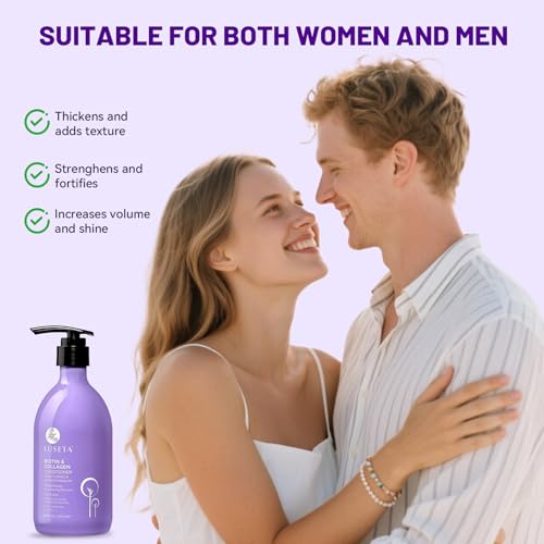 Image of LUSETA Biotin Conditioner for Thinning Hair - Collagen &Argan Oil Infused Volumizing Treatment, Adds Fullness, Strengthens Weak Hair, Sulfate-Free 16.9oz