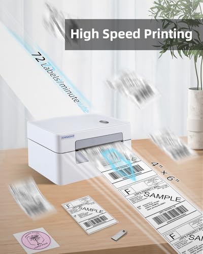 Image of Bluetooth Shipping Label Printer, 4x6 Thermal Printer for Shipping Packages, Thermal Label Printer for Small Business, Widely Used for Amazon, iPhone, Android, iPad, Windows, macOS (Gray)