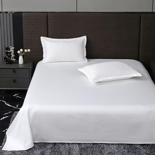 Image of Story@Home 500TC Premium Bedsheets King Size, Long Staple Premium 100% Cotton Compact Yarn Flat Sheet King Size with 2 Pillow Covers, Home Decor, Ultimate Comfort, 270 cm x 270 cm, Checkered White