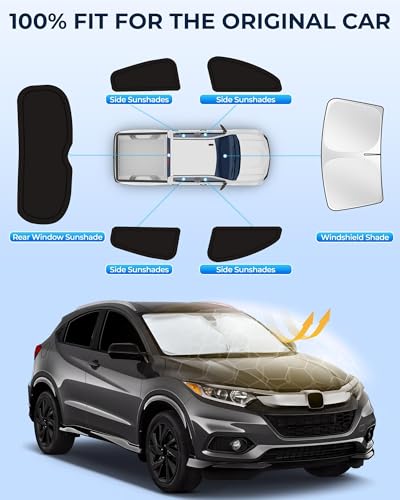 Image of for Honda HR-V 2016-2022 Car Window Shades, 6pcs Privacy Sun Shade Set for Front Windshield Side and Rear Windows, Full Window Covers Keeps Vehicle Cool for Camping Napping