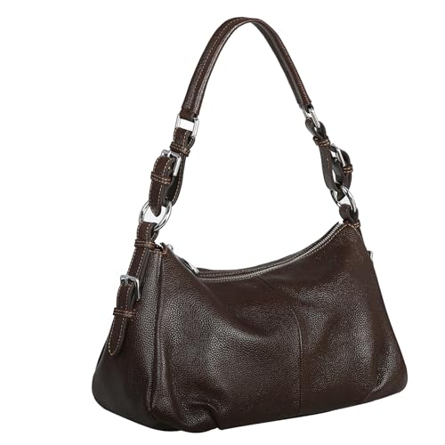 HESHE Women Genuine Leather Purses and Handbags Shoulder Top Handle Bag Tote Purse Ladies Designer Hobo Satchel Crossbody Bag, Coffee