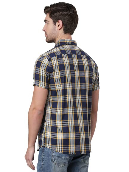 Image of Thomas Scott Men 100% Cotton Regular | Half Sleeve | Dounble Pocket | Checks Printed | | Casual | Shirts