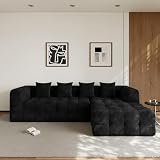 JERTES 120' Luxury Modern Tight Curved Back Sofa, Minimalist Style Comfy Couch for Living Room Apartment, 4 Seater Modular Sectional with Right Facing Chaise, Black