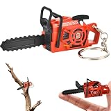 KNDSDRY Mini Chainsaw Keychain with Pullable Rope - Realistic Outdoor Tool Pendant, Stress Relief Bag Accessory, Gift for Men (Red)