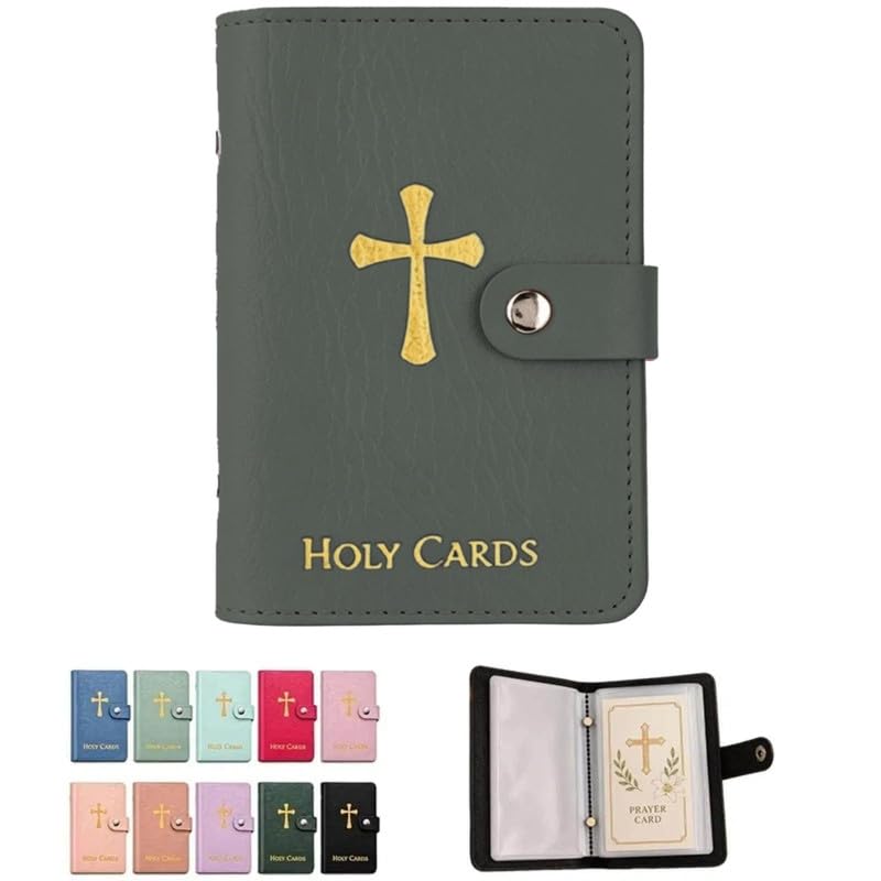 Multicolor Prayer Card Holder, Pocket Prayer Card Organizer with Snap Closure, Waterproof Large Capacity Storage Case for Holy Cards Collection
