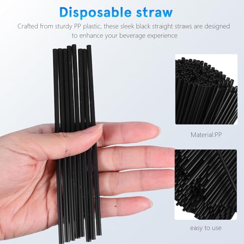 1000 pitillos plásticos negros rectos 13 cm desechables miniatura 7