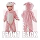 YloveM Unisex Baby Romper Kleinkinder Strampler Overall Cartoon Tier Herbst Winter Warm Reißverschluss Kapuzen Spielanzug Strampelanzug (0-6 Monate, A- Rosa Känguru)