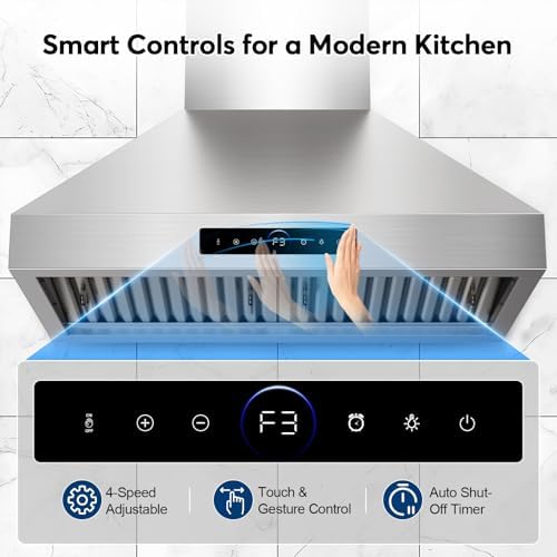 30 Inch Wall Mount Range Hood,900 CFM Stainless Steel Stove Vent Hood - 4