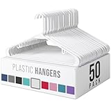 Plastic Hangers 50 Pack White - Clothes Hangers - Makes The Perfect Coat Hanger and General Space Saving Clothes Hangers for Closet - Percheros Ganchos para Colgar Ropa Hangars