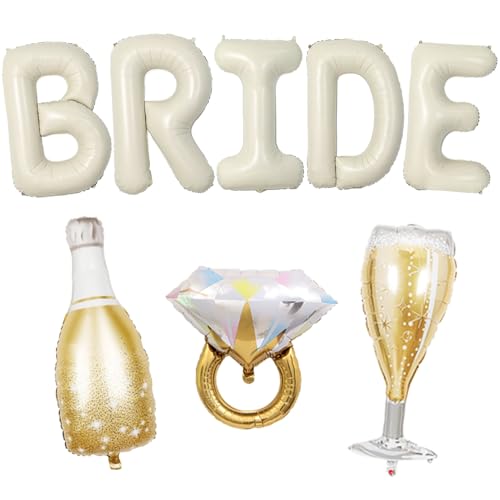 8PCS Bachelorette Bride Balloons 40 inch Beige Bride Letter Balloons