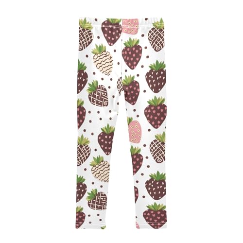Chocolate Strawberries Polka Dots Girls Leggings Ultra Soft Compression Yoga Gym Pants for Kids 4-10T2