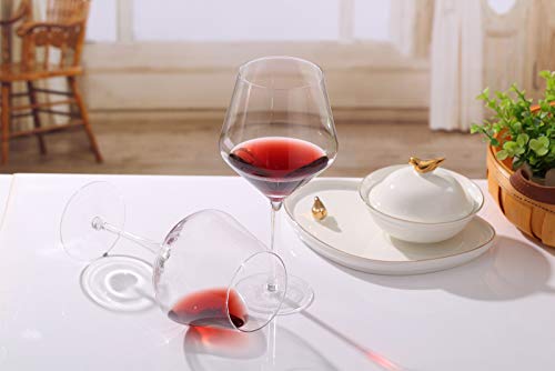 Red Wine Glasses Hand Blown Burgundy Set Of 2-24Oz,Lead-Free Premium Crystal Clear Glass,Ultra-Thin Large Square Copas De Vino Cristal Grandes For Best Wine Tasting,Great Gift Packaging #TOP2