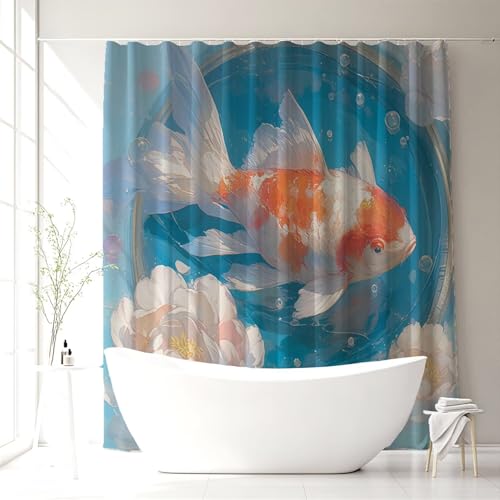 Rideau de douche poisson avec impression 3D haute définition en polyester premium