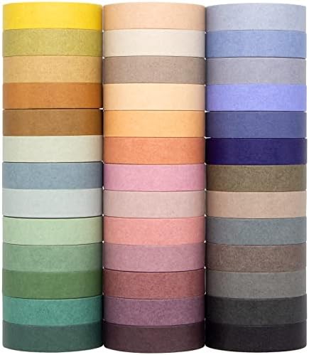 Morandi Washi Tape Set 39 Rolls, Colorful Masking Tape Adhesive Tape for DIY Crafts, Bullet Journals, Planners, Scrapbooking, (Nature Color 39)