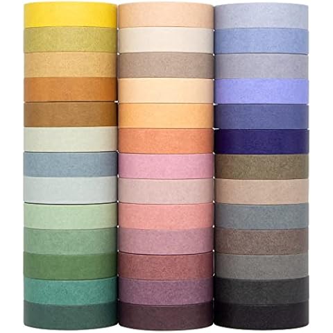 Mooker 39 Rolls Washi Tape Set - Morandi Colored Masking Tape, Thin Vintage Tape for Journaling, Scrapbooking Supplies, Crafts Aesthetic, Gift (Nature Color 10mm) Cover