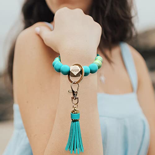 Fivwin Silicone Keychain Bracelet For Women Beaded Keyring Wristlet House Car Keys Ring Holder With Gift Box #TOP3