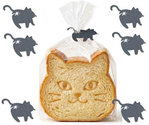 食パン袋 クリップ 6個入 猫のお尻 食品用バッグクリップ パン保存袋 シール留め具 面白い 繰り返し使える 食品保存 キッチン ピクニック 家庭用 業務用 (グレー)