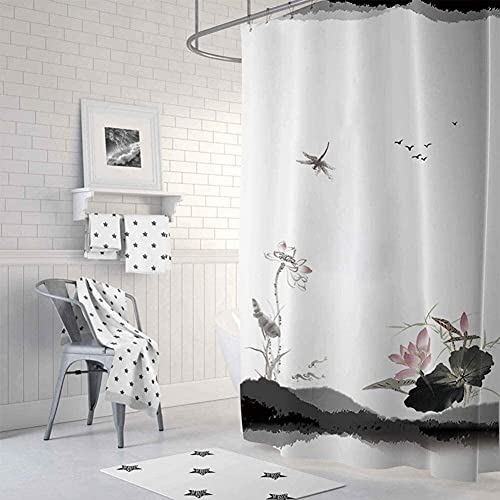 Rideau de douche anti-moisissure et séchage rapide en textile imperméable - 2