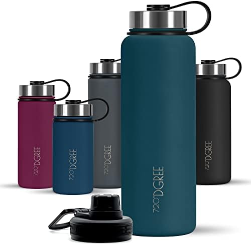 720°DGREE Edelstahl Trinkflasche 1200ml “noLimit” - Hält 12h Heiß, 24h Kalt | Auslaufsicher bei Kohlensäure, BPA-Frei, Robust - Große Thermosflasche mit Sportdeckel für Sport, Fitn