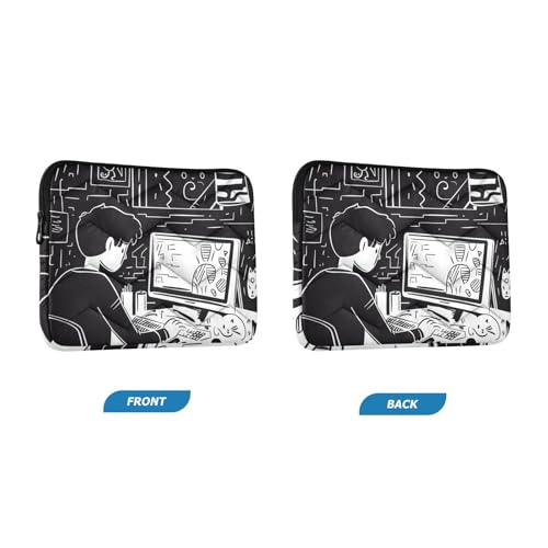Funda para portátil 13-14 pulgadas estilo cómic blanco y negro miniatura 2