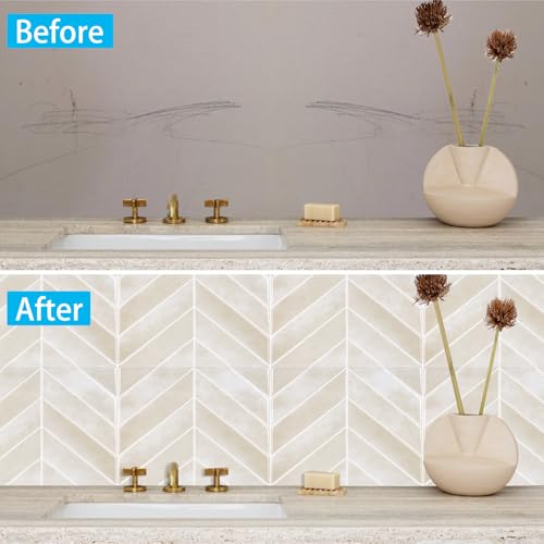 WoStick Klebefliesen Küche 3D Fliesenaufkleber Wandfliesen Selbstklebend, Klebefliesen für Bad Küche 10-Stück (29 x 22,9 cm)