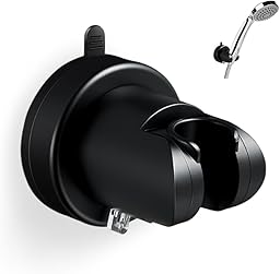 Soporte Alcachofa Ducha Ventosa,Sujeta Alcachofa Ducha Pared Sin Taladro,Soporte Cabezal Duchas de Baño Universal,Shower Head Holder para Fijar y Ajustar Los Cabezales de Duchas - Negro