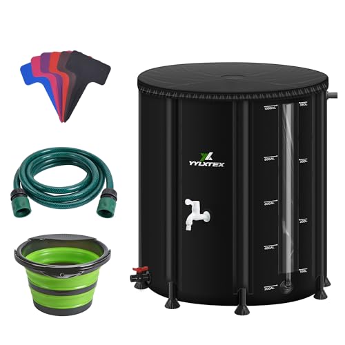 100 Gallon/380L Collapsible RainWater Collection Barrel,Water Tank&Reinforced with 2mm Frame Portable Rain Catcher,Includes Quick-Connect Tap&Sprinkler,Heavy Duty 0.6mm PVC for Long-Lasting Use,Black