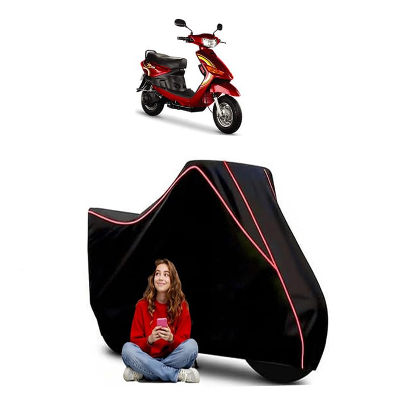 Image of Spark Scooty Bike Cover Water Resistant Outdoor Use Universal Fit Scooters Motorcycles Heavy Duty UV Protection Dust Rain Scratch Resistant Elastic Bottom Black Blue Piping