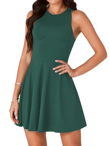 Image of LYANER Women's Tank Sleeveless Flared Hem Swing A Line Cocktail Party Mini Short Dress