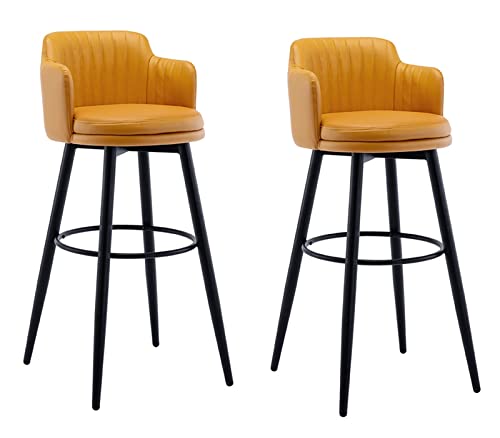 Tabourets de bar pour îlot de cuisine en cuir nappa chaises confortables de comptoir avec repose-pied