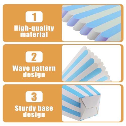 Image of 50 Pcs Popcorn Boxes Mini Paper Popcorn Box Cardboard Popcorn Container for Party Disposable Snack Candy Popcorn Bags Popcorn Holder for Movie Nights Birthday Wedding (Light blue,White)