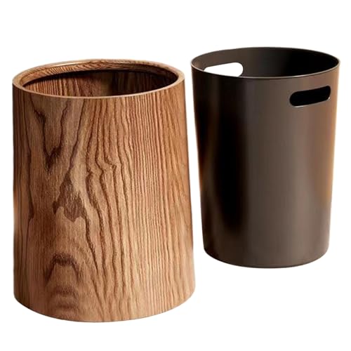 Cesto de basura de PP con doble capa que oculta la bolsa y simula madera 4