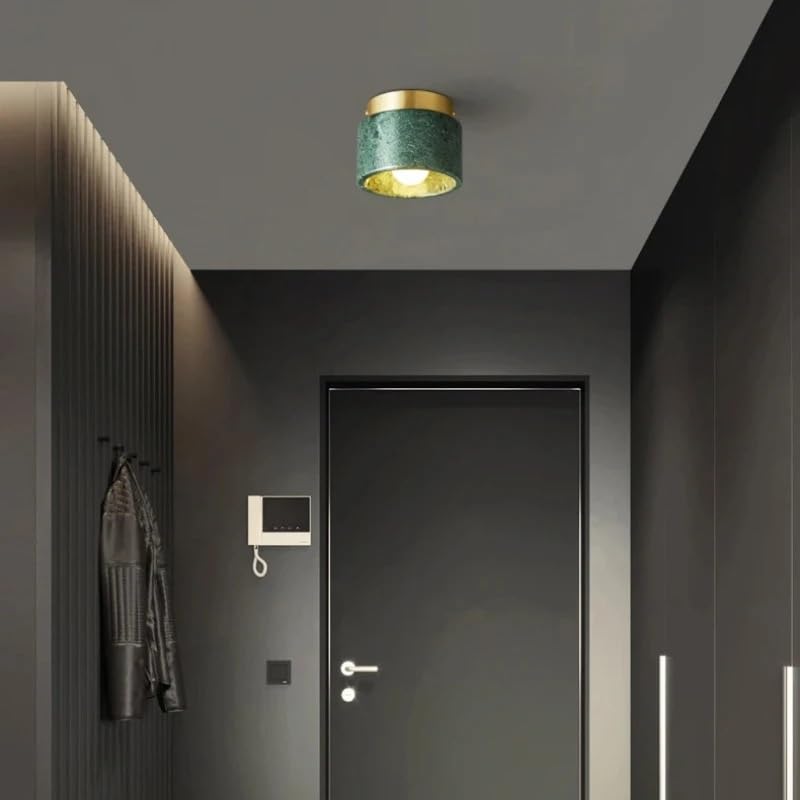 Plafonnier en marbre vert chic et design nordique luxe pour entrée